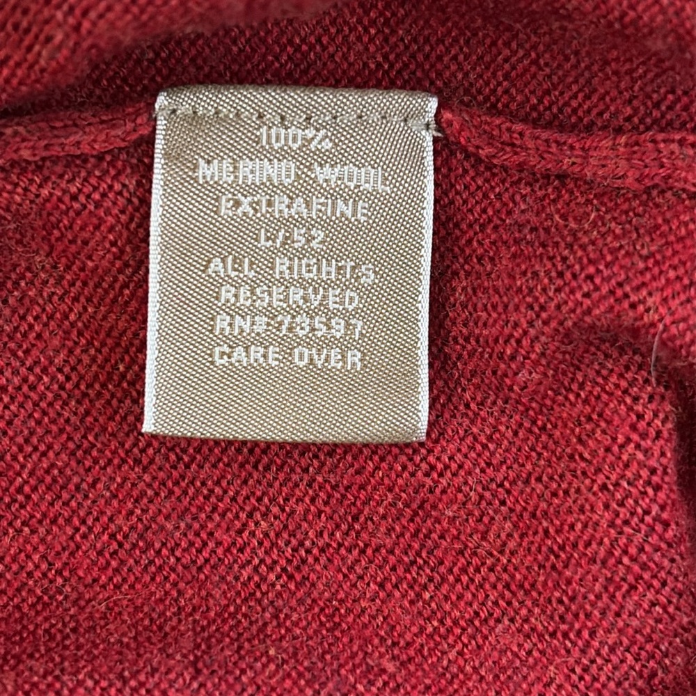 Raffi 100% Merino Wool Classic Quarter Zip Collared Sweater Red Size L - Picture 8 of 10